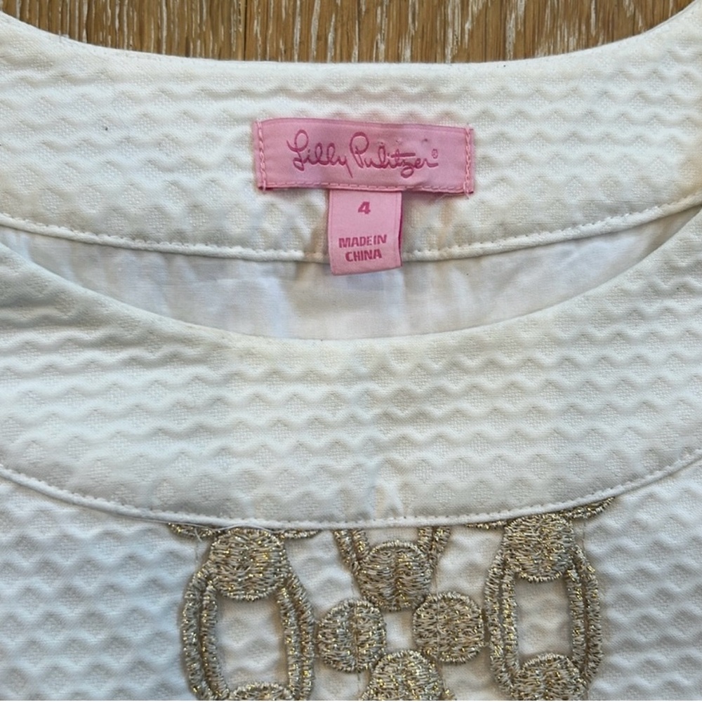 Lilly Pulitzer White and Gold Shift Dress - Picture 3 of 4